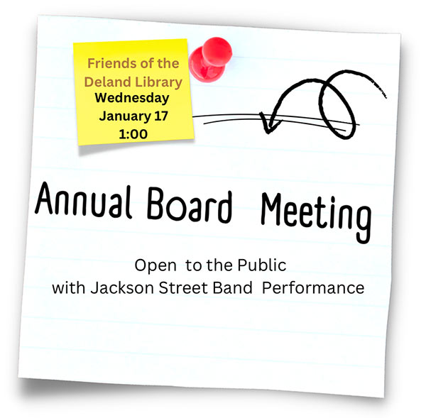 Annual Board Meeting: Wednesday, January 17 at 1:00