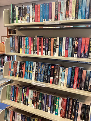 The store offers a large collection of paperbacks.